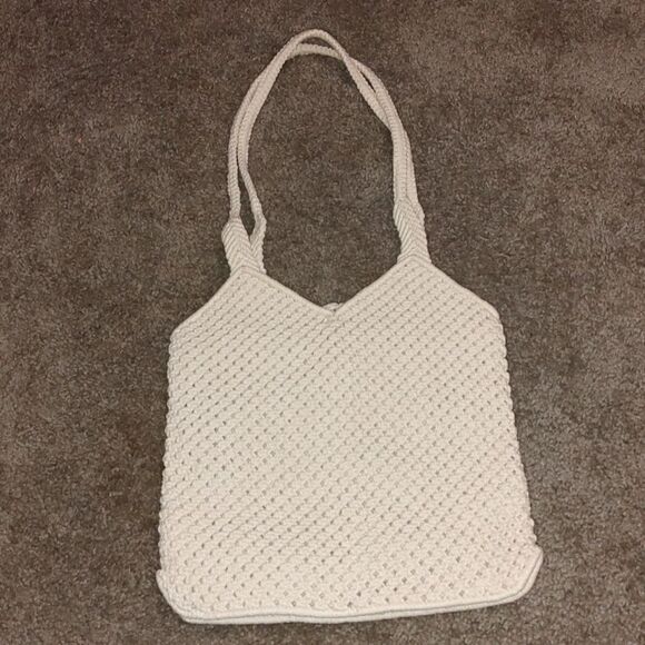Light cream color crochet shoulder bag purse handbag - Picture 4 of 5